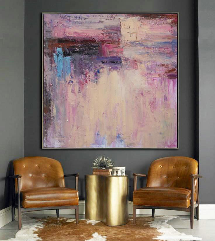 Extra Large Acrylic Painting On Canvas,Oversized Contemporary Art,Abstract Art Decor Large Canvas Painting,Pink,Nude,Blue,Purple.etc